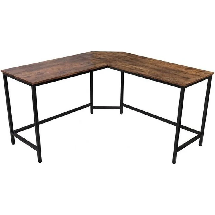 VENDOMNIA Eckschreibtisch L Form - industrial Design, aus Metall (135x50 cm, Schwarz Braun, Computertisch Bürotisch Arbeitstisch Büro Vintage Retro Laptop PC) – Bild 4