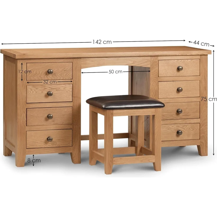 Julian Bowen Marlborough Frisiertisch mit Zwei Säulen, Eiche – Bild 3