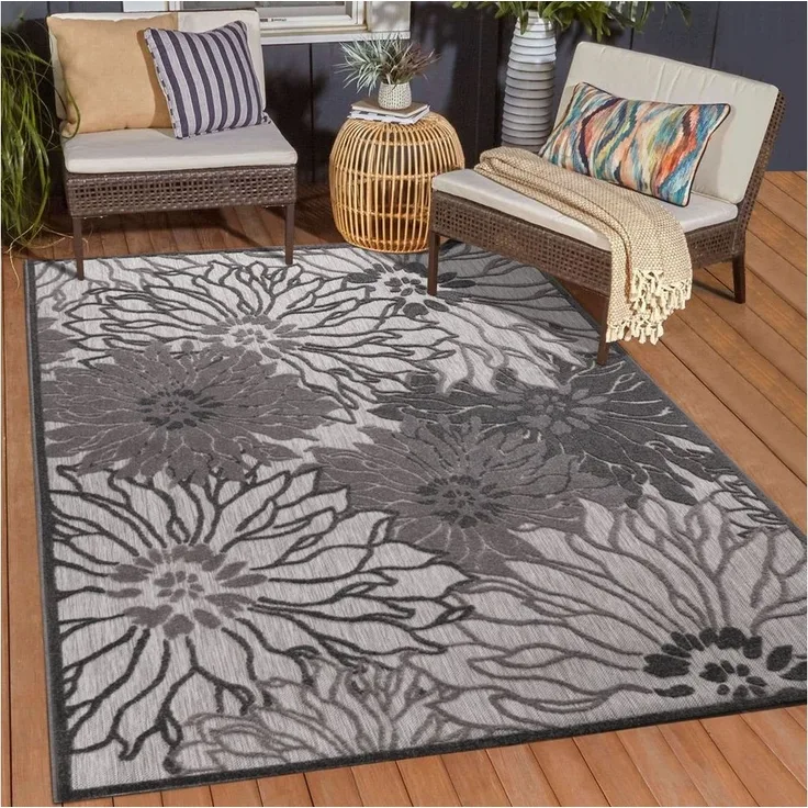 Sanat Teppich Floral 2 Outdoor, rechteckig, Höhe: 6 mm, In- und Outdoor geeignet, Blumen, Balkon, Terrasse, Außenbereich