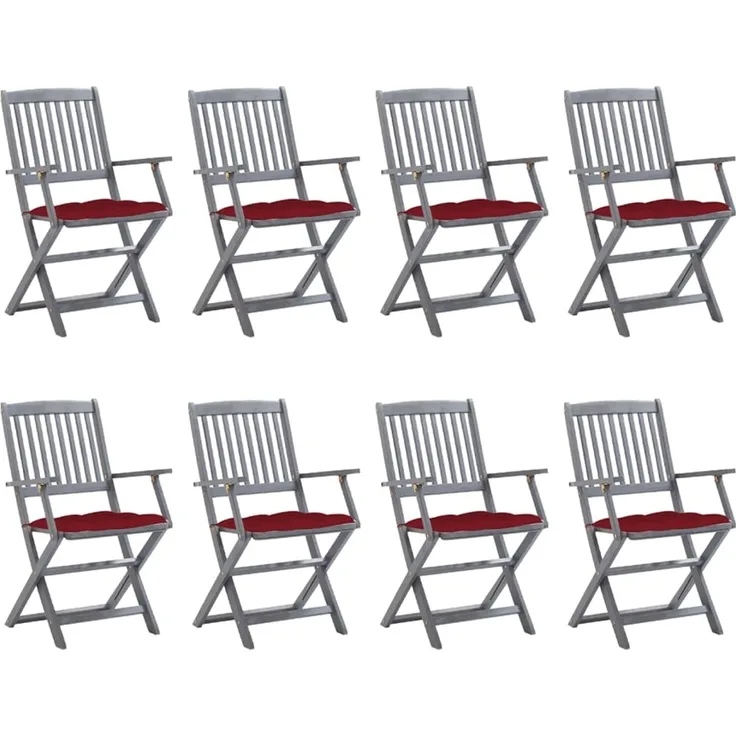vidaXL Klappbare Gartenstühle 8 Stk. mit Kissen Massivholz Akazie 3078286
