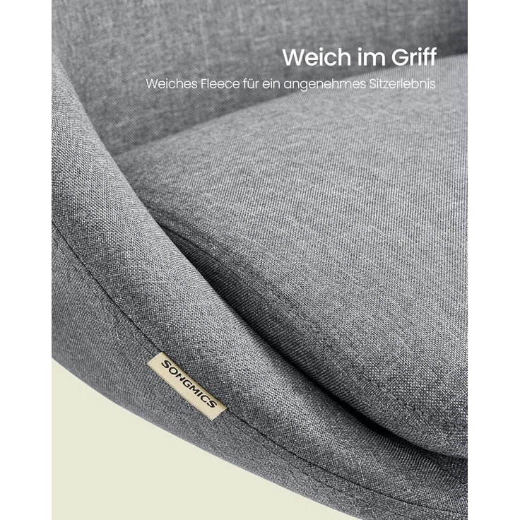 SONGMICS Homeoffice-Stuhl, Schminkstuhl aus Baumwoll-Leinen-Mischgewebe, Schreibtischstuhl, Schaumstoffpolsterung, höhenverstellbar, für Arbeitszimmer, Schlafzimmer, schiefergrau OBG020G05 – Bild 4