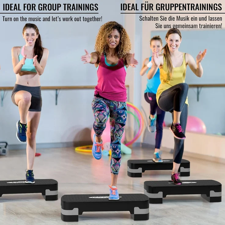 Physionics Stepper Aerobic Steppbrett - 3 Stufen (10/15/20cm), Anti-Rutsch Gummibezug – Bild 5