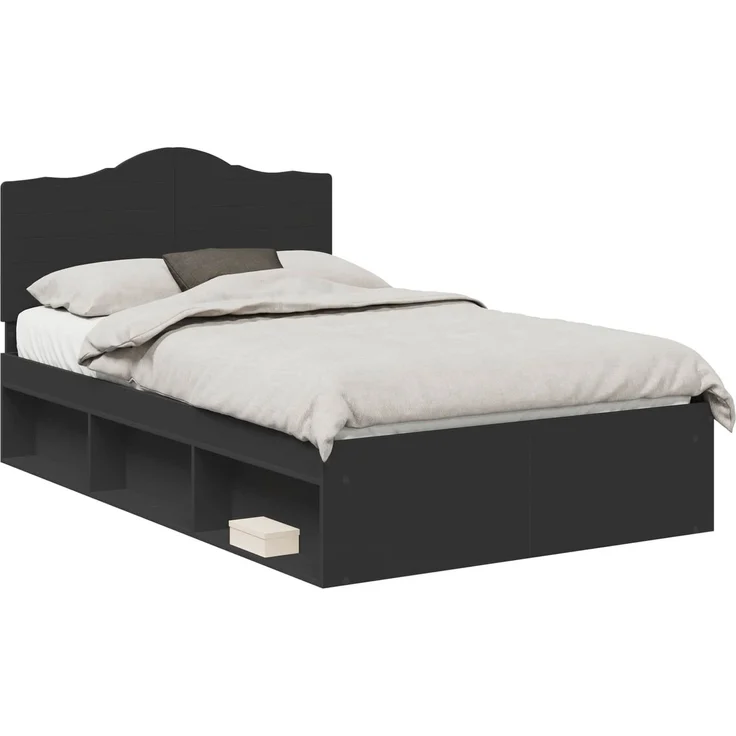 vidaXL Bettrahmen Schwarz 120 x 190 cm Massives Kiefernholz 3413336 – Bild 1