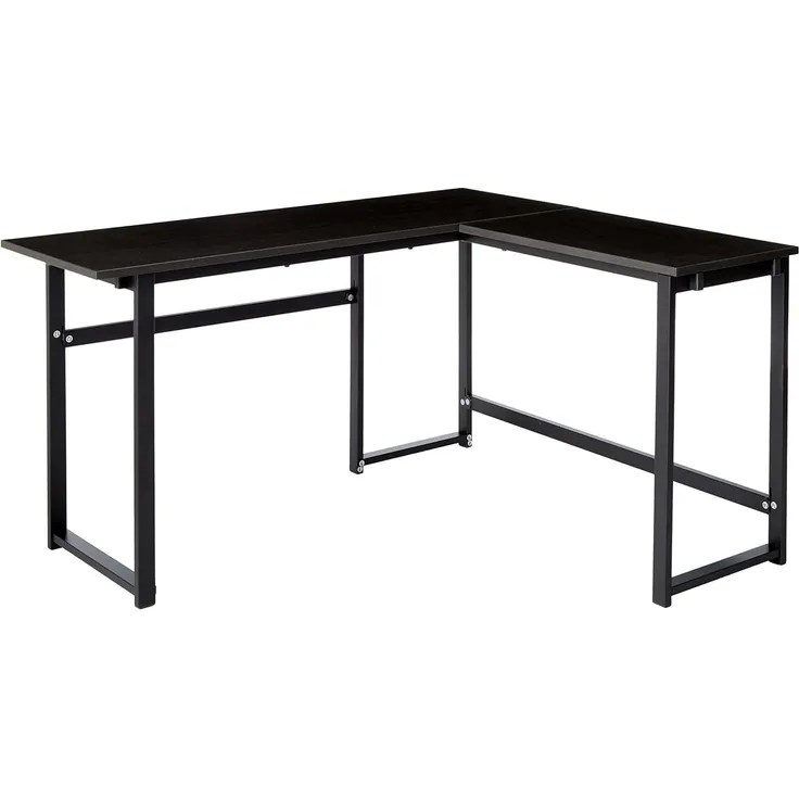 ZINUS Luke 135 cm großer Eckschreibtisch aus schwarzem Metall | L-förmiger Computertisch | Bürotisch | Einfache Montage ohne Schrauben