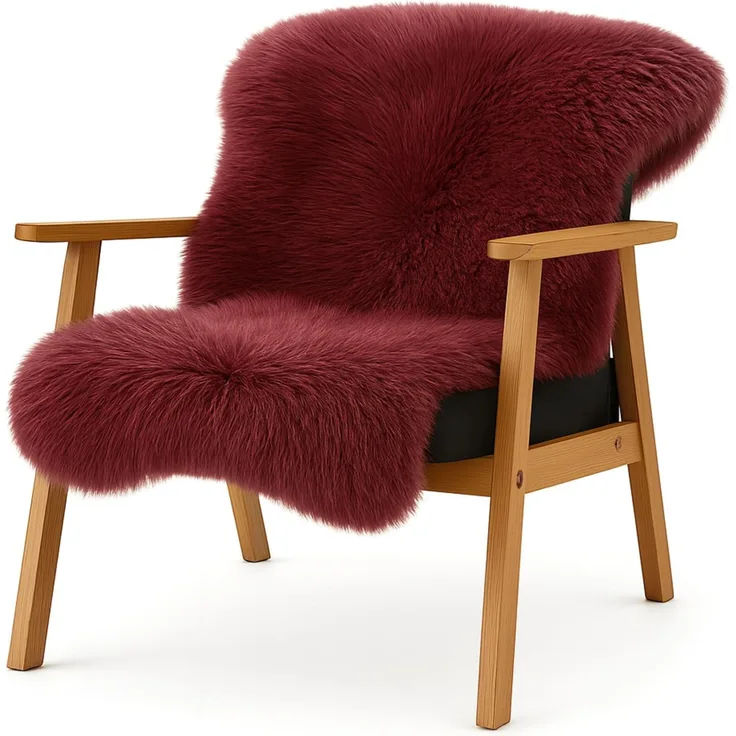 KARAT Lammfell echt - Marsala Flauschige Stuhlkissen Schaffell Deko Teppich für Wohzimmer & Kinderzimmer, Sitzauflage, Dekofell, mit Lederrücken 90x60 cm (Audrey)
