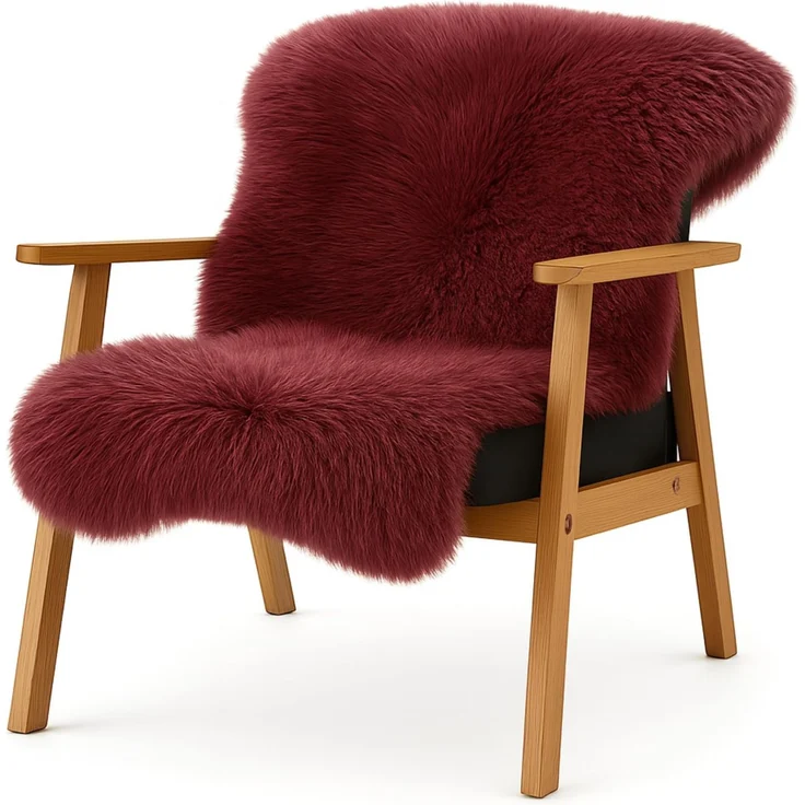 KARAT Lammfell echt - Marsala Flauschige Stuhlkissen Schaffell Deko Teppich für Wohzimmer & Kinderzimmer, Sitzauflage, Dekofell, mit Lederrücken 90x60 cm (Audrey) – Bild 1