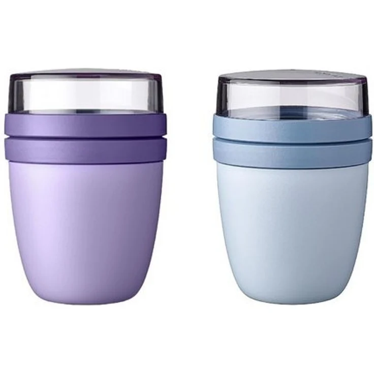 Mepal Lunchbox Lunchpot Ellipse Mixed, Becher to go, Vivid Lilac + Nordic Blue, Polypropylen (PP), PCTG, Joghurt & Müsli, 500 + 200 ml, Gefrierschrank & Mikrowelle geeignet – Bild 4