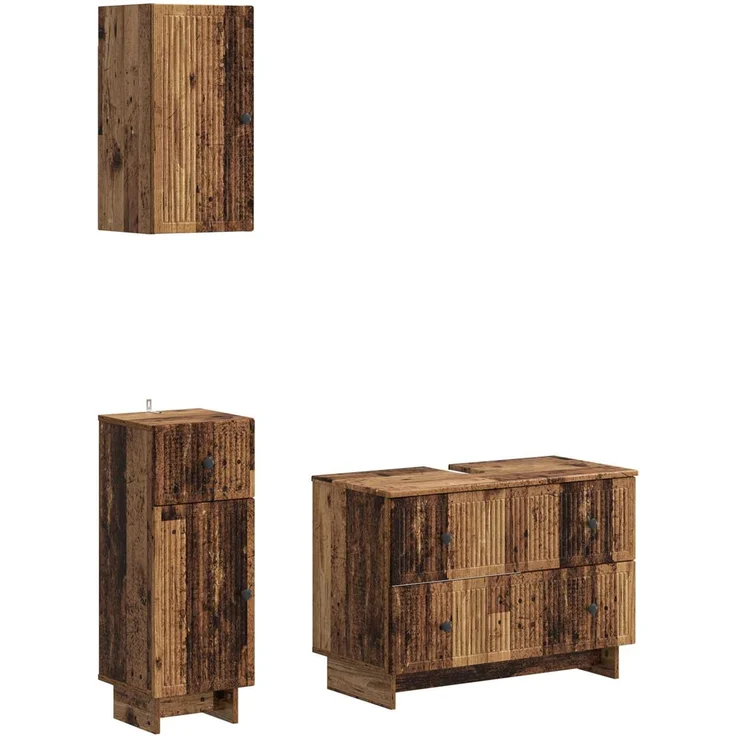 vidaXL 3-teiliges Badezimmer-Schranksystem EDE Altholz Holzwerkstoff 3417745 – Bild 1