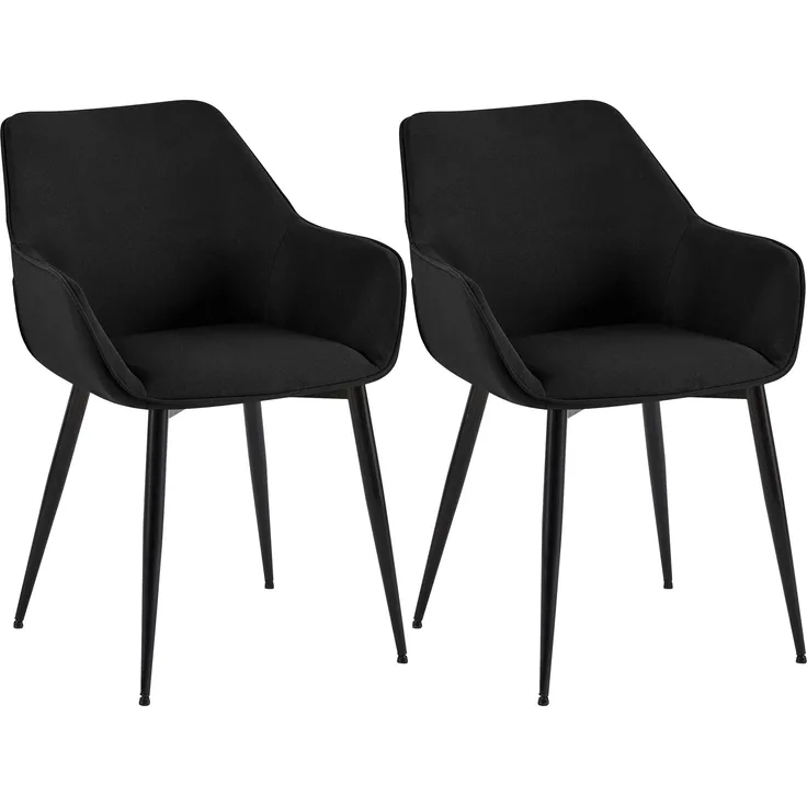 2er Set Esszimmerstuhl HORID - Stoff Schwarz 52x63x82 cm | Essstühle Esszimmerstühle Küchenstühle Wohnzimmerstühle