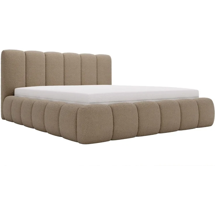 GRAINGOLD Cloud Bett 200x200, Polsterbett mit Bettkasten, Bouclé-Stoff, mit Kopfteil, Braun – Bild 9