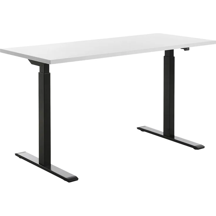 TOPSTAR E-Table Höhenverstellbarer Schreibtisch, Holz, schwarz/Weiss, 140x60