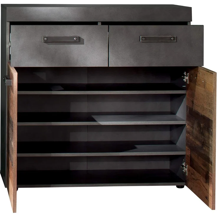 Garderobenset Foundry 4-teilig in Used Wood Shabby und Matera grau 185 cm – Bild 4