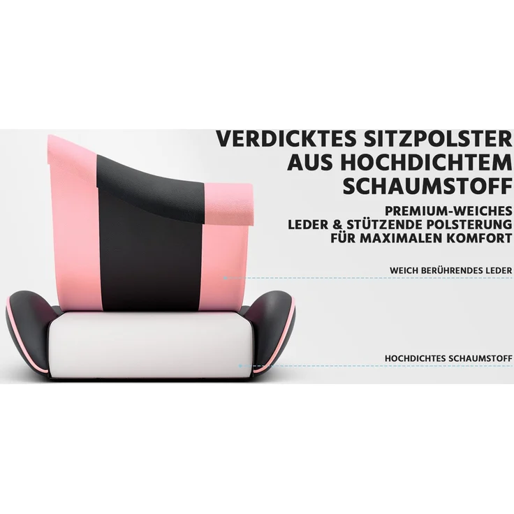 Gaming-Stuhl, PVC-Leder, ergonomisch, mit verstellbarer Rückenlehne & Fußstütze, 58,5x63x120,5 cm, Schwarz+Rosa – Bild 9