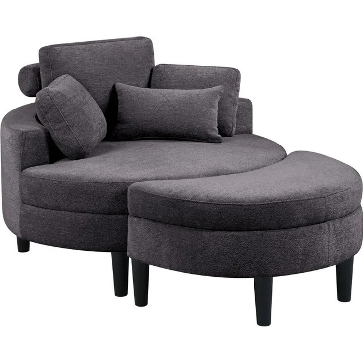 ATLANTIC home collection Loveseat Ravi, B: 114 cm, XXL- Sessel, mit Stauraumhocker, Rückenstütze & 4 Zierkissen – Bild 4