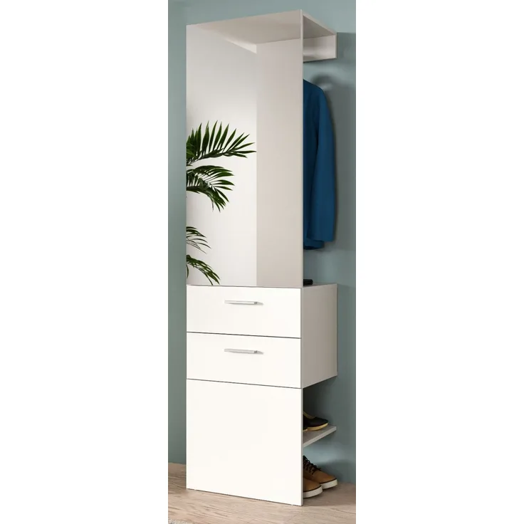 Garderobe mit Spiegel Carry in weiß 52 x 190 cm