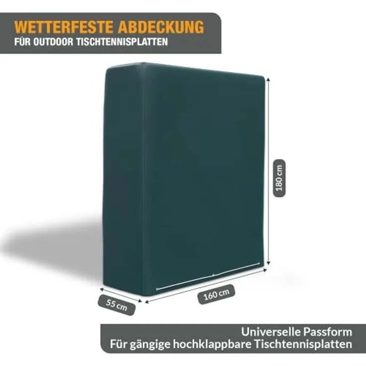 Kronenburg Gartenmöbel-Schutzhülle Tischtennisplatten Abdeckung - Wetterfeste Schutzhülle, mit Reißverschluss - Maße 180 x 160 x 55 cm, grün, UV-beständig – Bild 2
