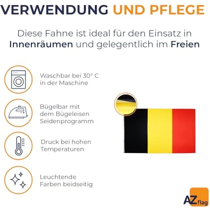 AZ FLAG - Flagge Belgien - 250x150 cm - Belgische Große Fahne 100% Polyester mit Messing-Ösen - 300g – Bild 5