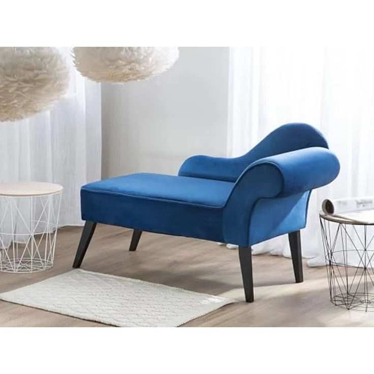 Chaiselongue Samtstoff kobaltblau rechtsseitig BIARRITZ – Bild 2