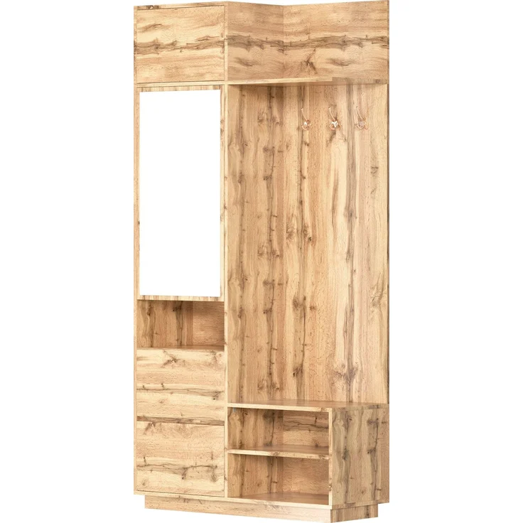 Kompaktgarderobe mit Spiegel und Sitzbank,Flurgarderobe mit Schuhschrank und Haken, Kleiderhaken,Kompaktgarderobe,Flurmöbel Set,Flurgarderobe – Bild 9