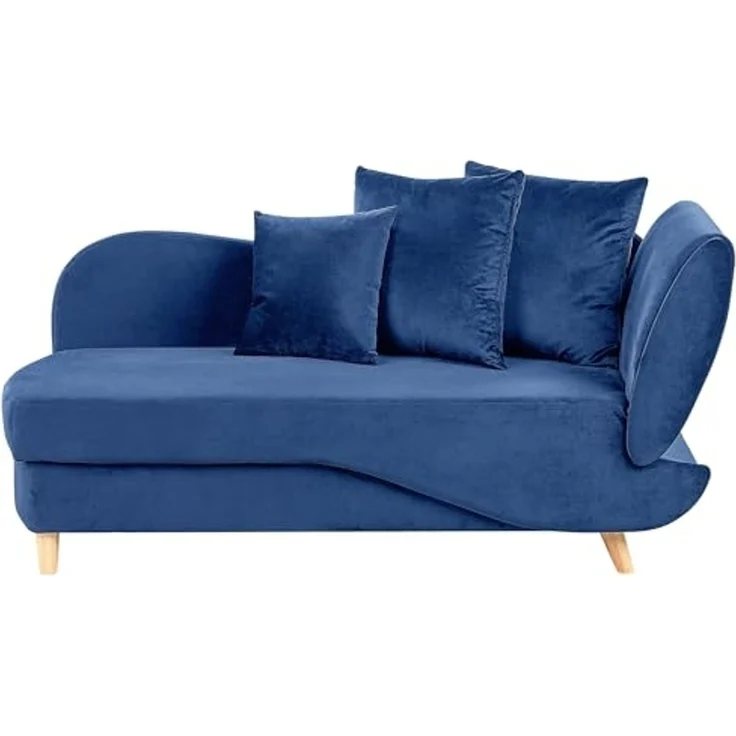Chaiselongue Samtstoff marineblau mit Bettkasten rechtsseitig MERI II – Bild 1