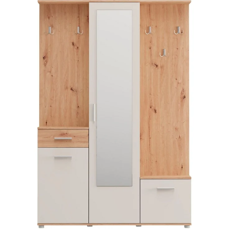 OTTO home Kompaktgarderobe Martin Flurgarderobe, Dielenschrank, Flurmöbel, Breite 134 cm Schuhschrank, mit Spiegel, in modernen Farben, mit 10 Haken – Bild 3