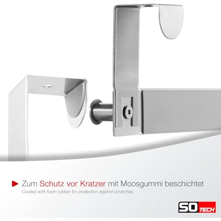 SO-TECH® Türgarderobe Garderobenleiste LINEA 380 x 110 mm, mit 6 Haken Türhaken, (1-St), Edelstahl matt gebürstet, für 40 mm Türen ohne Falz – Bild 6
