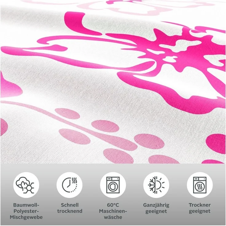 OTTO home Wendebettwäsche Litschi, Polycotton recycelt, 2 teilig, ab Größe 135x200 cm, mit Blumen, in 2 Qualitäten erhältlich, Hawaii – Bild 2
