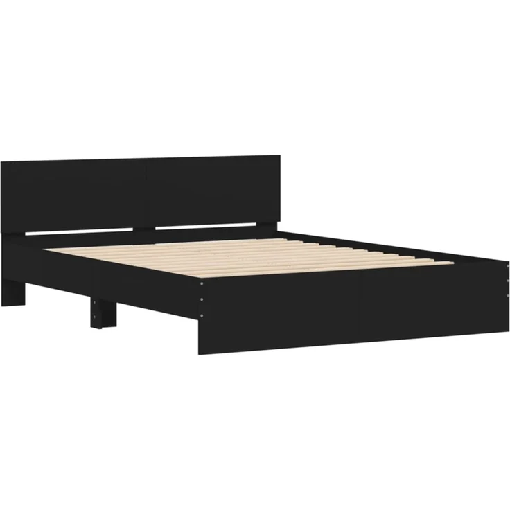 vidaXL Bettgestell mit Kopfteil Schwarz 140x200 cm 3207484 – Bild 4