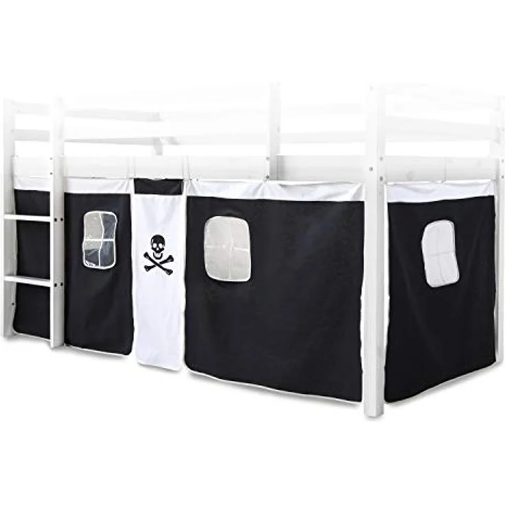 Bettumrandung Bettvorhang für Hochbett, Baumwolle Schwarz – Bild 6