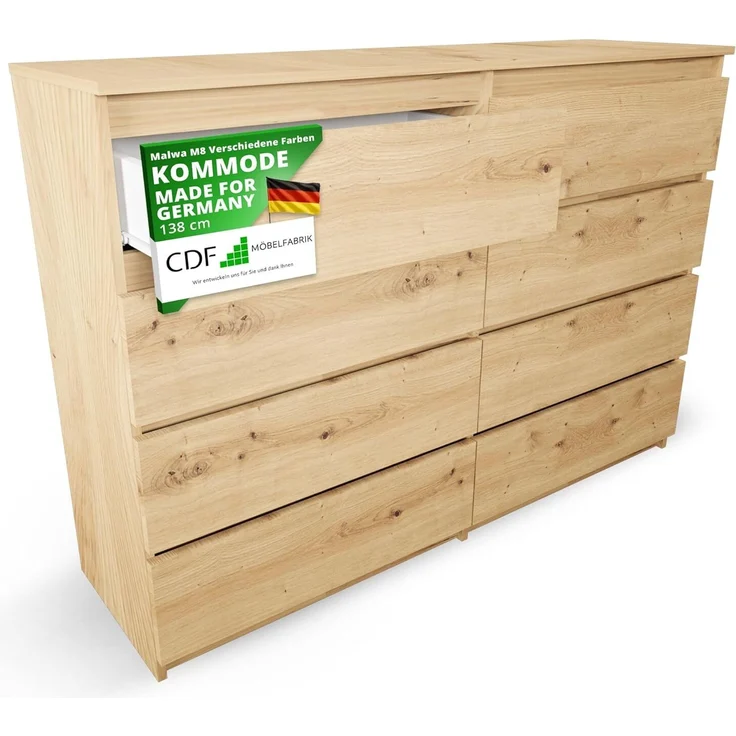 ibonto KOMMODE HANDWERKLICHE EICHE 40x138x97cm (H 97 x T 40 x B 138 cm) – Bild 1