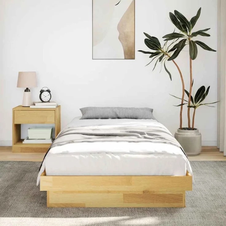 Einzelbetten, Betten für Erwachsene, Massivholzbett ohne Matratze 75x190 cm Eichenholz de3328 – Bild 4