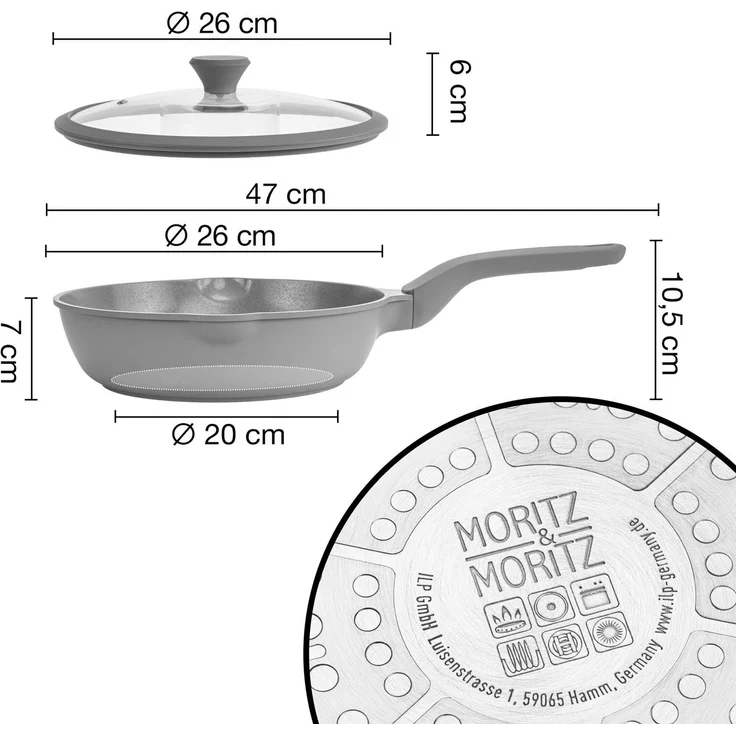 Moritz & Moritz Multipfanne mit Deckel, Aluminium Grau, Ø 26 cm – Bild 2