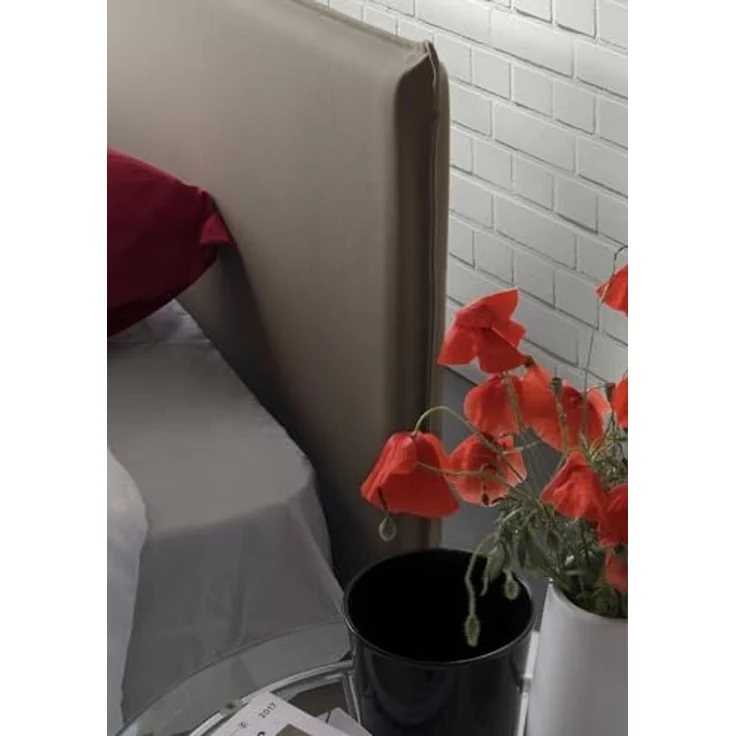 Talamo Italia - Chelsea-Einzelbett, Bettkasten mit Stoffbezug, 100 % Made in Italy, Öffnung vorne, geeignet für Matratze 90x190 cm, Taupe – Bild 5