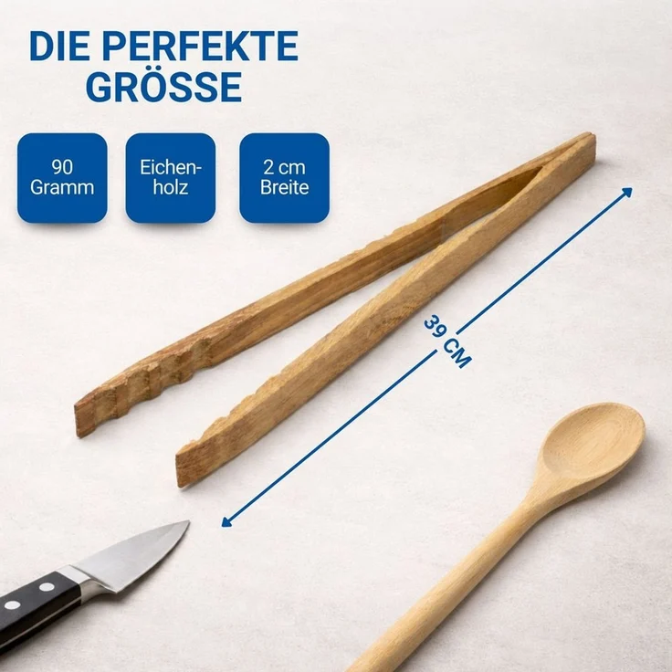 elasto Grillzange Zange 'Oak' aus Eichenholz mit ergonomischen Griff – Bild 4