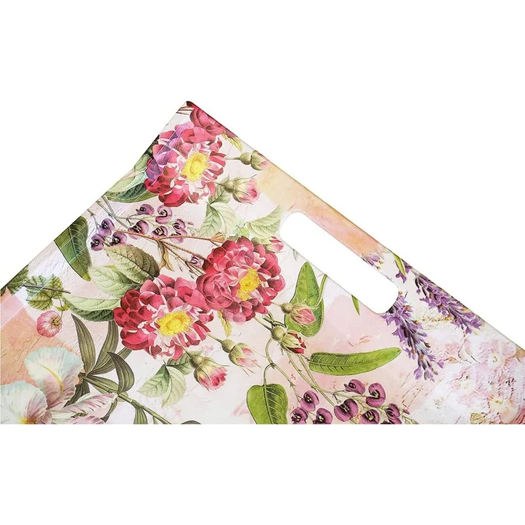 Lashuma Tablett Wildblumen, Melamin, (1-tlg), Rosa Frühstückstablett Kunststoff 54x35 cm – Bild 2