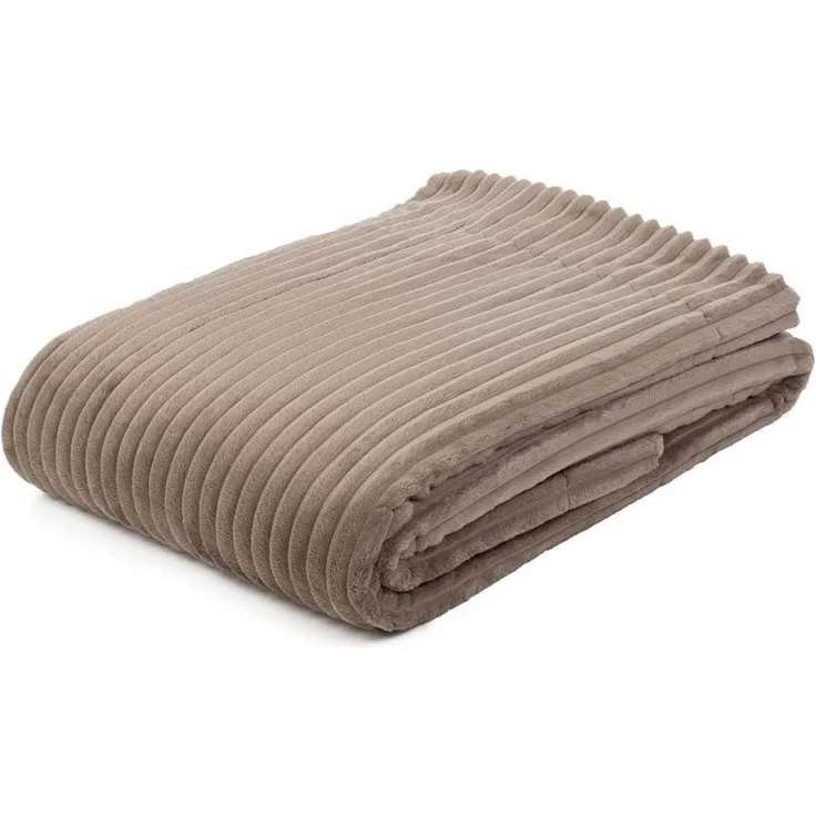 Gözze Wohndecke, kuschelweich, 1620g/Stück, Cord Optik, Polyester, Taupe, 150x200 cm