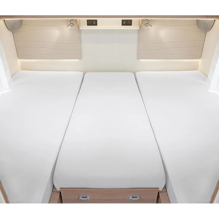 BettwarenShop Wohnmobil Wohnwagen Heckbett Spannbetttuch-Set 3-teilig | 2 Längsbetten + Mittelteil | silber