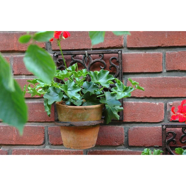 Blumentopfhalter Gusseisen Antik-Braun Pflanzenhalter Wandtopfhalter 18cm – Bild 3