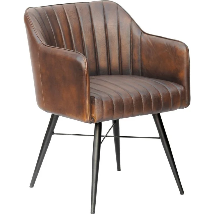Stuhl Echtleder 54x61x76 braun IRON LABEL #11 – Bild 1