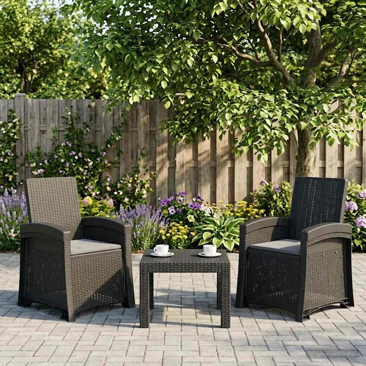 vidaXL Liegesessel Garten Rattan-Optik 2 Stk. Anthrazit PP 8012017 – Bild 1