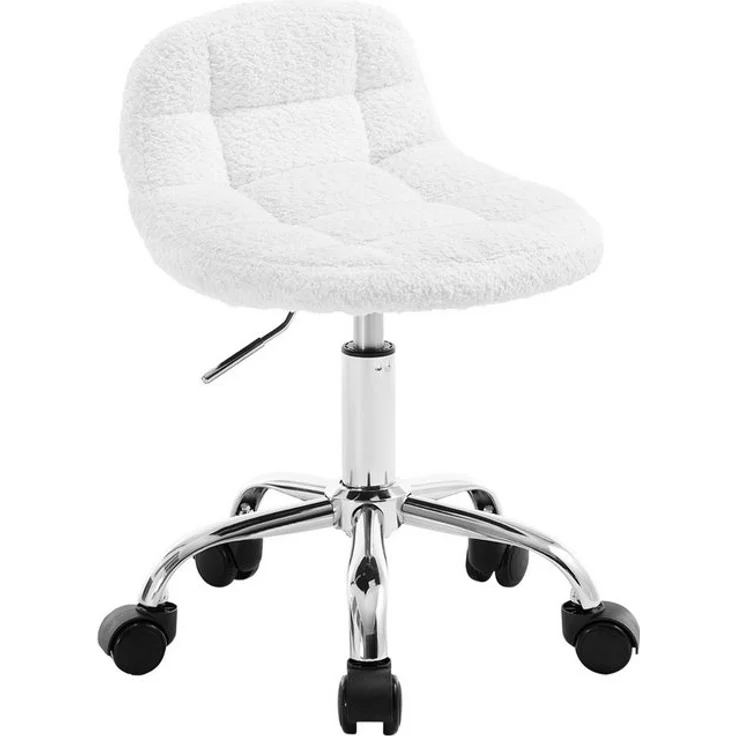 Woltu Arbeitshocker (1 St), mit Rückenlehne, Chenille, drehbar höhenverstellbar, für Schminktisch – Bild 4
