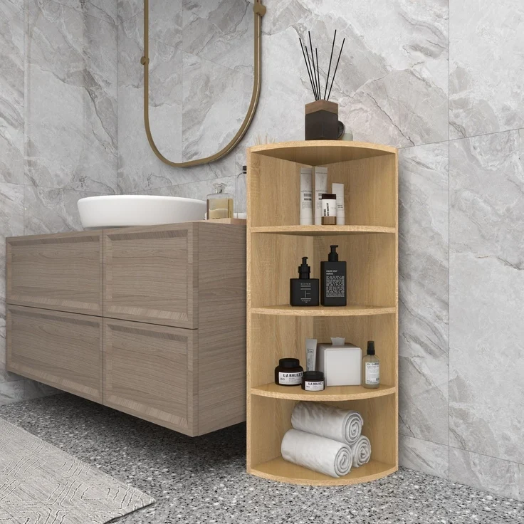Coemo Eckregal Corner 120 aus Holz 4 Etagen Natur Sonoma – Bild 3