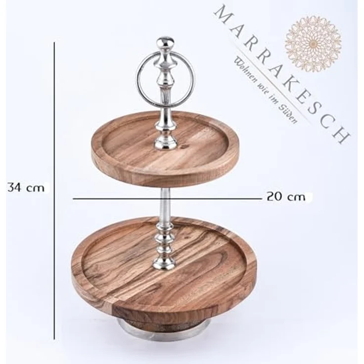 Marrakesch Orient & Mediterran Interior Etagere Etagere aus Holz Amalie rund, Vintage Cupcake Ständer als Tischdeko, Handarbeit – Bild 7