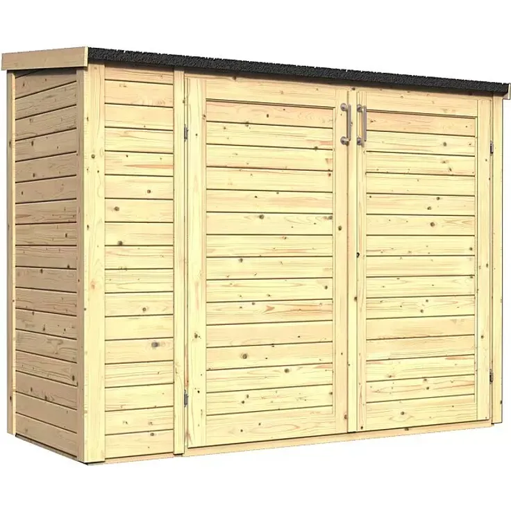 Bertilo Geräteschrank Multibox 3, Gartenschrank aus nordischer Fichte, 82 x 200 x 163 cm, Natur