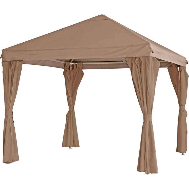 Lesli Living Pavillon "Yasumi", 300x300 cm, taupe, Stahlgestänge, wasserabweisend mit Seitenteilen