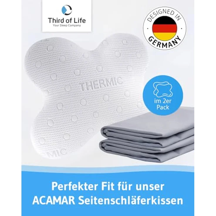 Third of Life Seitenschläferkissenbezug ACAMAR Baumwoll-Kissenbezug Doppelpack – Bild 3