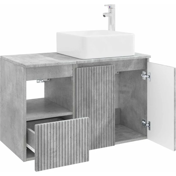 vidaXL Badezimmerschrank-Set 2 stk. Betongrau 83 x 35 x 80 cm 3404067 – Bild 4