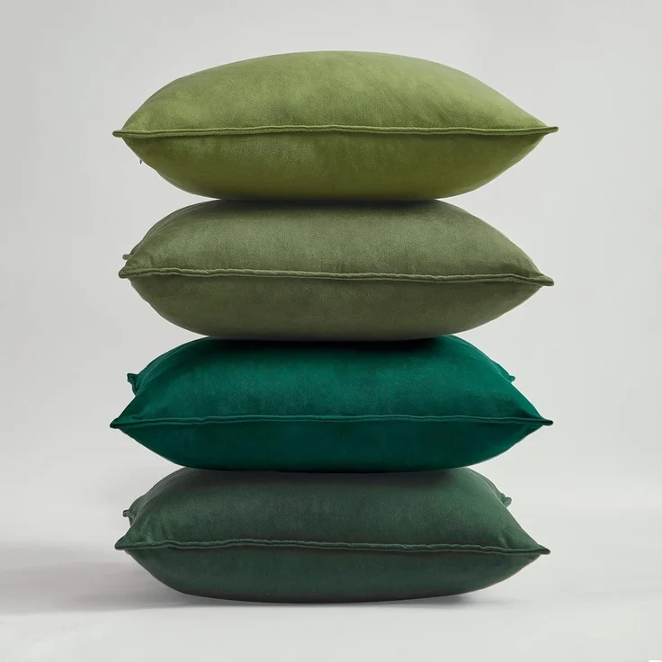 Topfinel Kissenbezug 50x50 cm 4er Set Samt Dekokissen grün Sofakissen – Bild 1