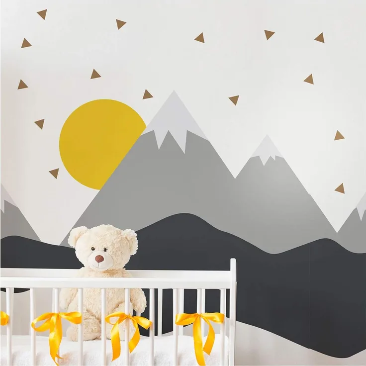 Ambiance-Aufkleber Skandinavische Nordika Mountains Wandtattoos, DIY-Wohnkultur, abziehbare Aufkleber zum Abziehen und Aufkleben, wasserdichte und selbstklebende Wandkunst - 60 x 140 cm