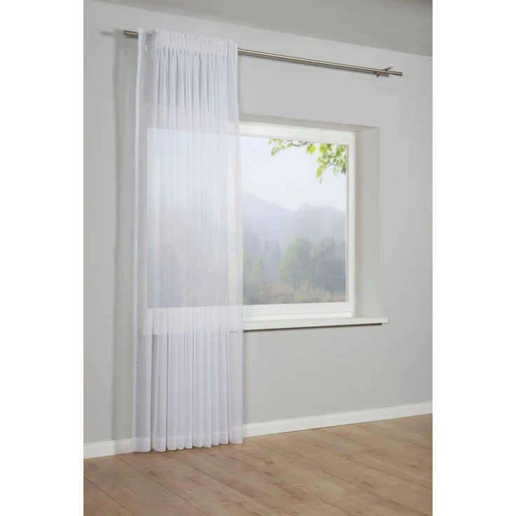 GARDINIA Gardine Schal mit Gardinenband Voile Uni (1 St), verdeckte Schlaufen, transparent, Stoff Voile Uni – Bild 1